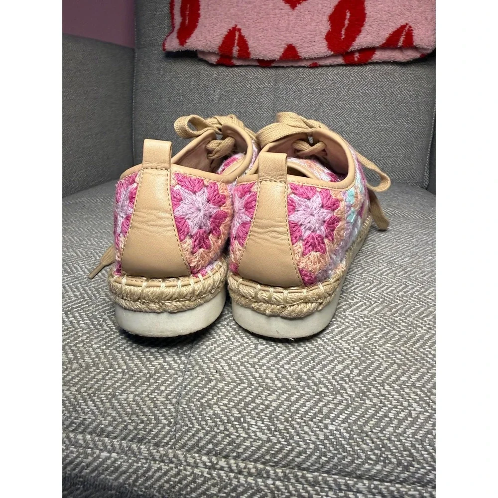 Copper Key Crochet Espadrille Sneakers Multi Granny Square Pink Orange‎ Size 8M
